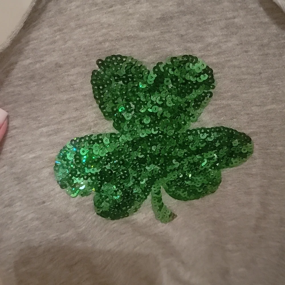 PINK Victoria's Secret Gray Tank Top With Green Sequin Shamrocks. XS. Bralette S - Picture 5 of 16